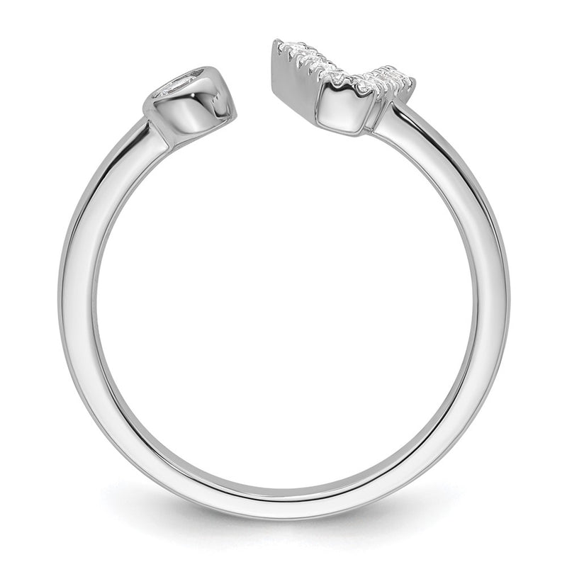 14k White Gold 1/6 Ct. Lab Grown Diamond VS/SI+ G+ Initial V Adjustable Ring