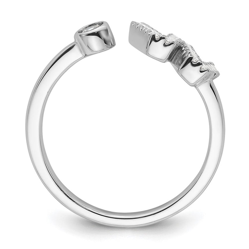 14k White Gold 1/4 Ct. Lab Grown Diamond VS/SI+ G+ Initial W Adjustable Ring