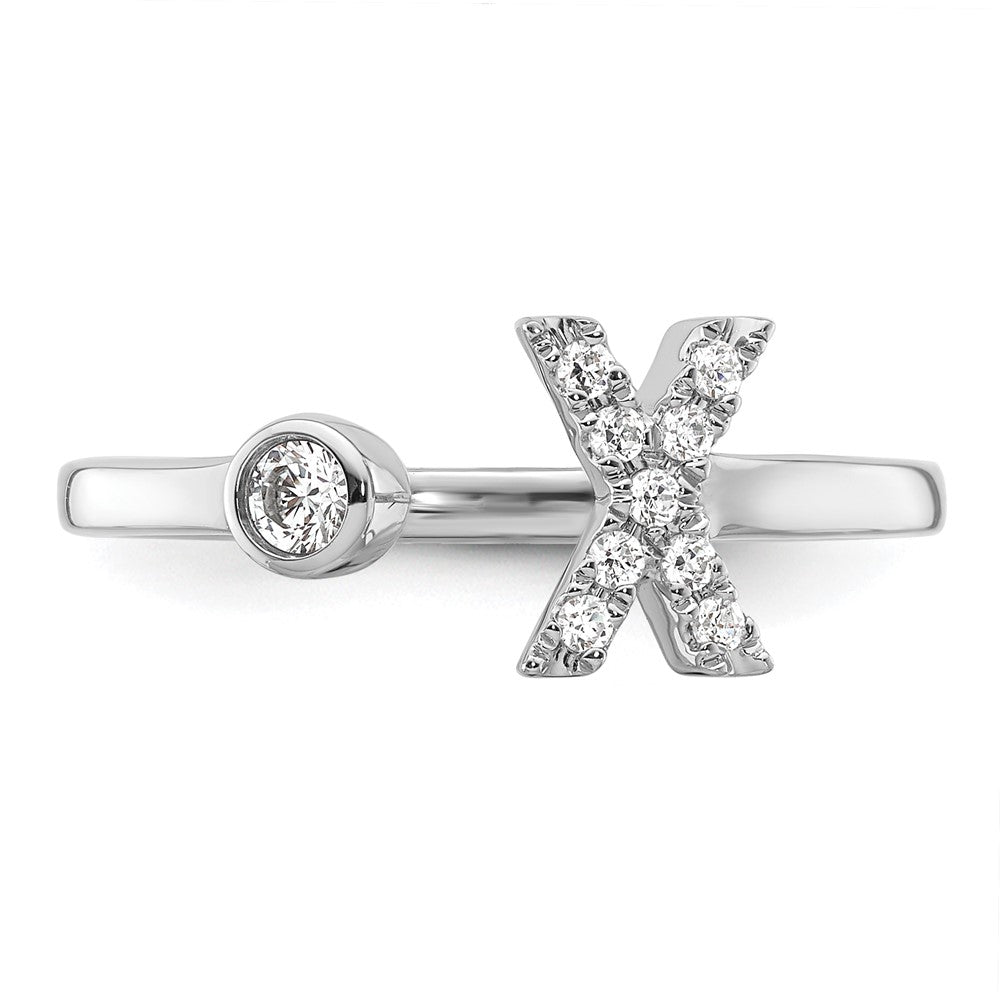 14k White Gold 1/6 Ct. Lab Grown Diamond VS/SI+ G+ Initial X Adjustable Ring