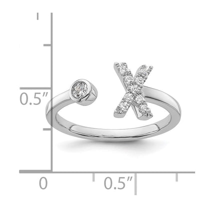 14k White Gold 1/6 Ct. Lab Grown Diamond VS/SI+ G+ Initial X Adjustable Ring
