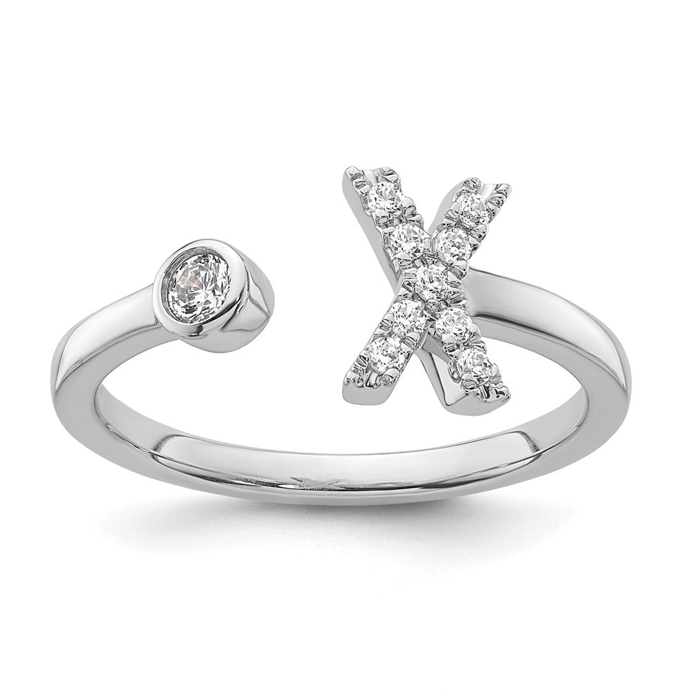 14k White Gold 1/6 Ct. Lab Grown Diamond VS/SI+ G+ Initial X Adjustable Ring