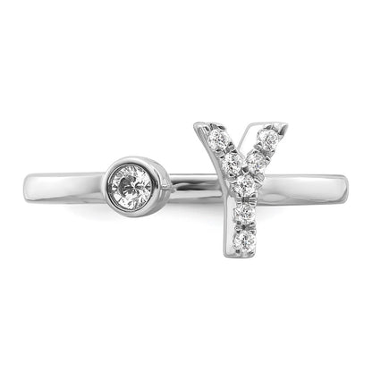 14k White Gold 1/8 Ct. Lab Grown Diamond VS/SI+ G+ Initial Y Adjustable Ring