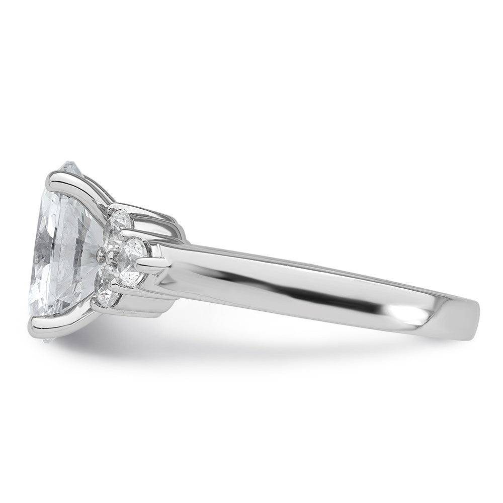 14K White Gold 3 carat Certified Lab Grown Diamond VS/SI+ G+ Oval Complete Three Stone Engagement Ring