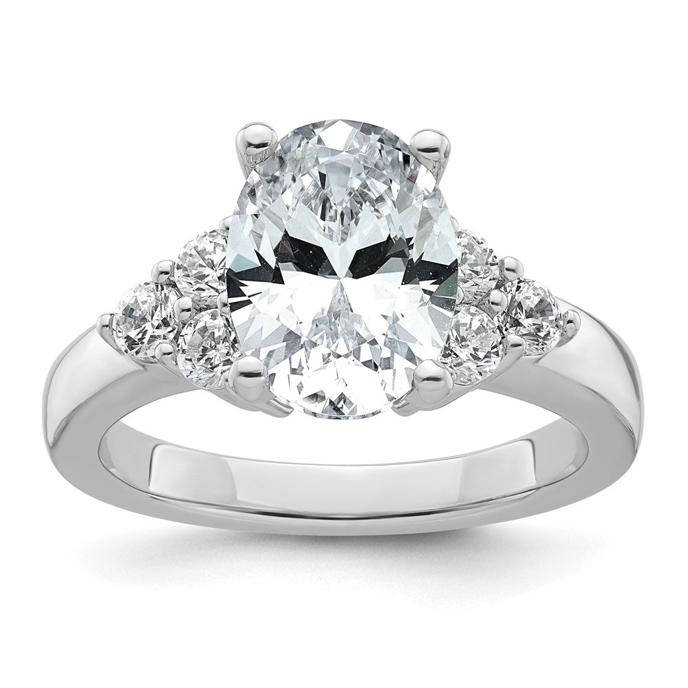 14K White Gold 3 carat Certified Lab Grown Diamond VS/SI+ G+ Oval Complete Three Stone Engagement Ring