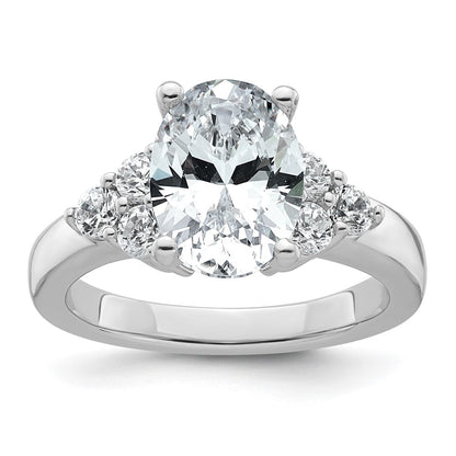 14K White Gold 3 carat Certified Lab Grown Diamond VS/SI+ G+ Oval Complete Three Stone Engagement Ring