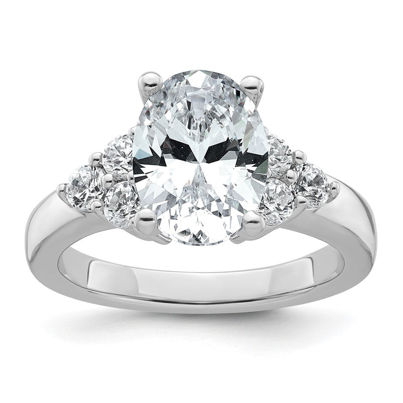 14K White Gold 3 carat Certified Lab Grown Diamond VS/SI+ G+ Oval Complete Three Stone Engagement Ring