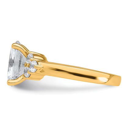 14K Yellow Gold 3 carat Certified Lab Grown Diamond VS/SI+ G+ Oval Complete Three Stone Engagement Ring