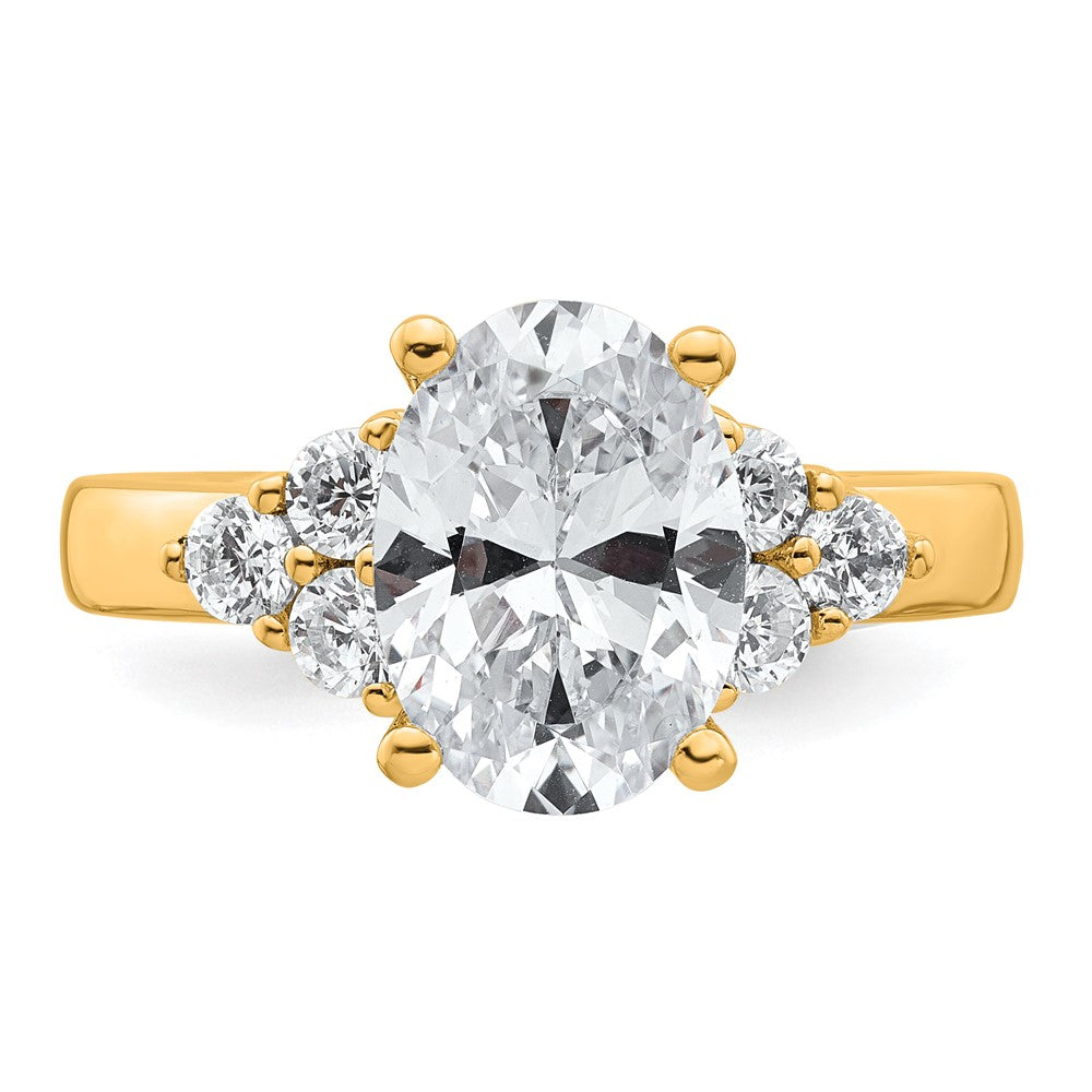 14K Yellow Gold 3 carat Certified Lab Grown Diamond VS/SI+ G+ Oval Complete Three Stone Engagement Ring