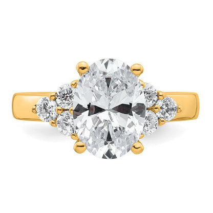 14K Yellow Gold 3 carat Certified Lab Grown Diamond VS/SI+ G+ Oval Complete Three Stone Engagement Ring