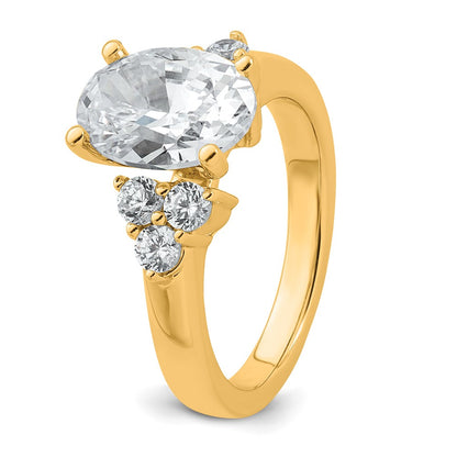 14K Yellow Gold 3 carat Certified Lab Grown Diamond VS/SI+ G+ Oval Complete Three Stone Engagement Ring