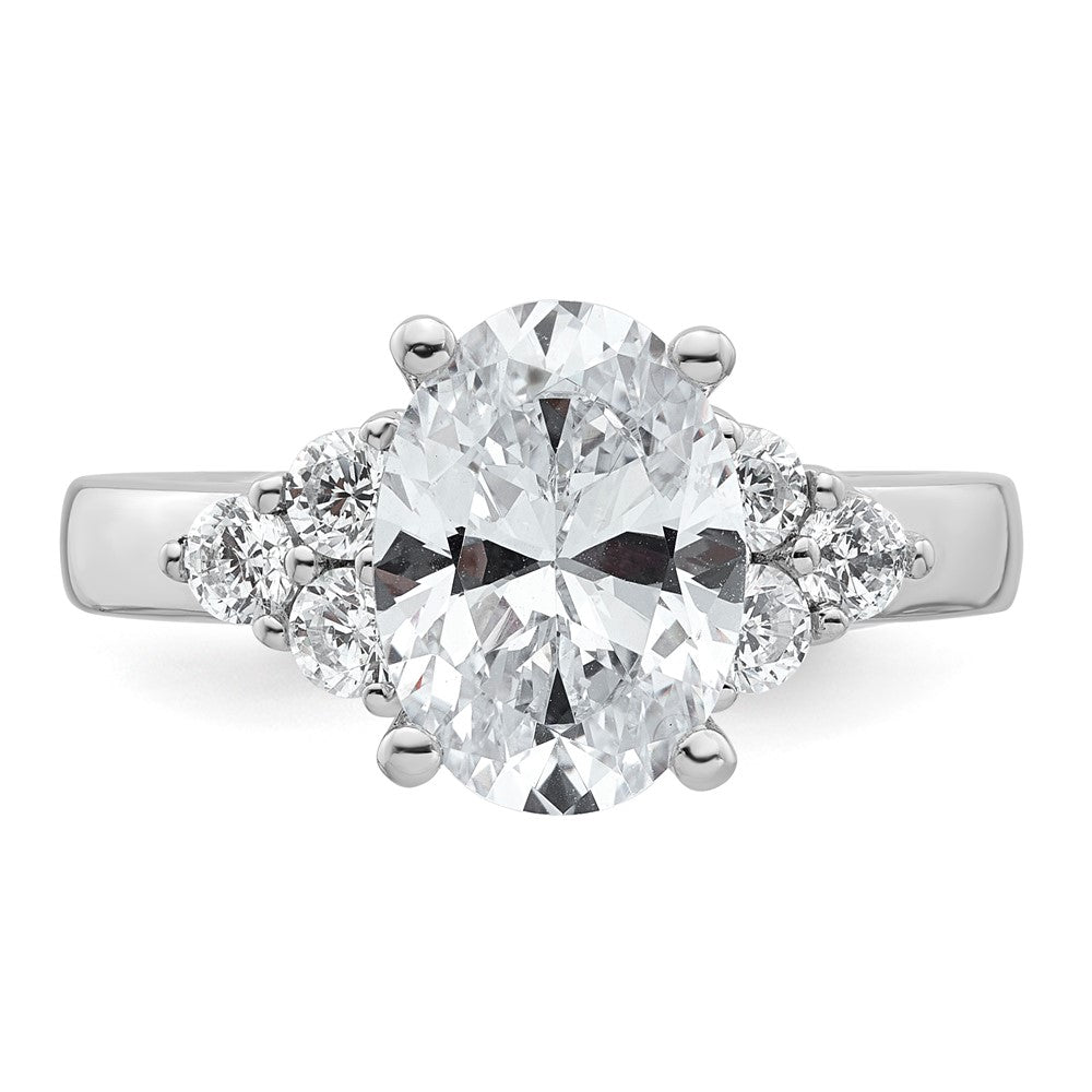 14K White Gold 1/2 carat Lab Grown Diamond VS/SI+ G+ Round 2 1/2 carat Oval Center Semi Mount Engagement Ring