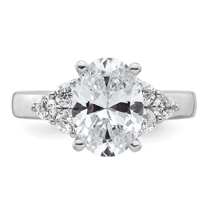 14K White Gold 1/2 carat Lab Grown Diamond VS/SI+ G+ Round 2 1/2 carat Oval Center Semi Mount Engagement Ring