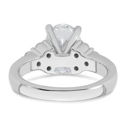 14K White Gold 1/2 carat Lab Grown Diamond VS/SI+ G+ Round 2 1/2 carat Oval Center Semi Mount Engagement Ring
