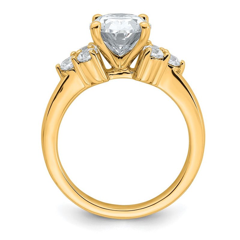 14K Yellow Gold 1/2 carat Lab Grown Diamond VS/SI+ G+ Round 2 1/2 carat Oval Center Semi Mount Engagement Ring