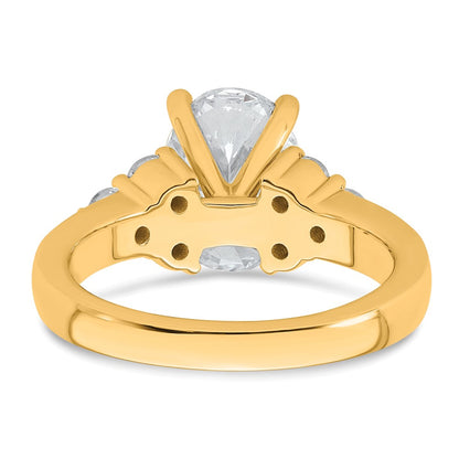 14K Yellow Gold 1/2 carat Lab Grown Diamond VS/SI+ G+ Round 2 1/2 carat Oval Center Semi Mount Engagement Ring