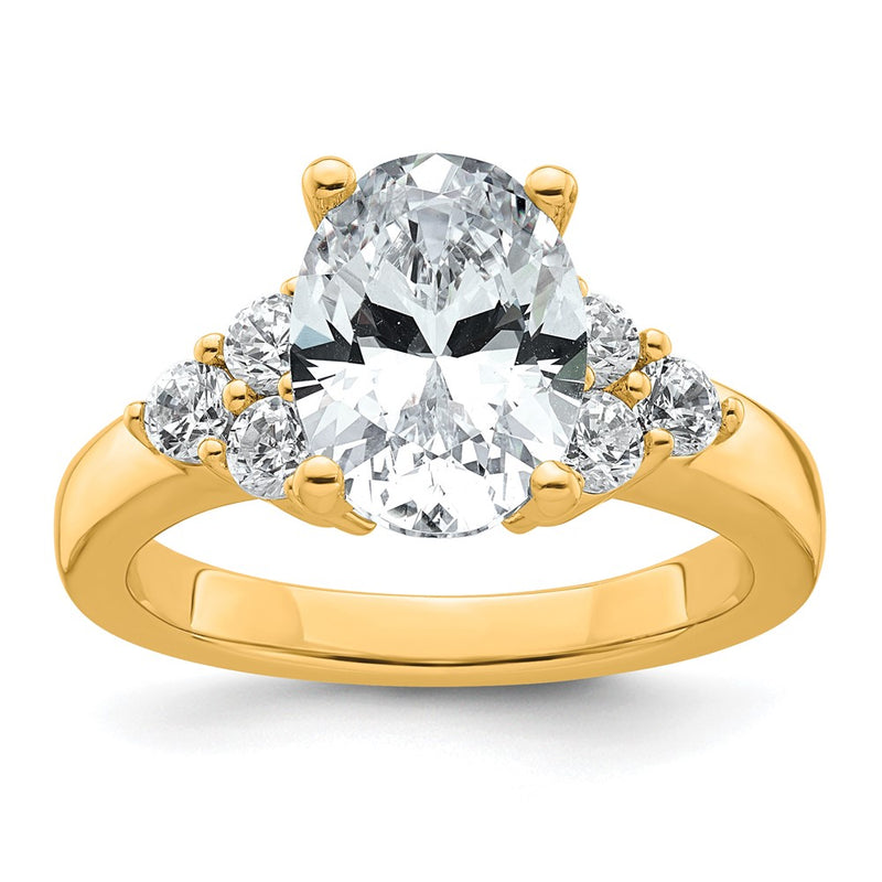 14K Yellow Gold 1/2 carat Lab Grown Diamond VS/SI+ G+ Round 2 1/2 carat Oval Center Semi Mount Engagement Ring