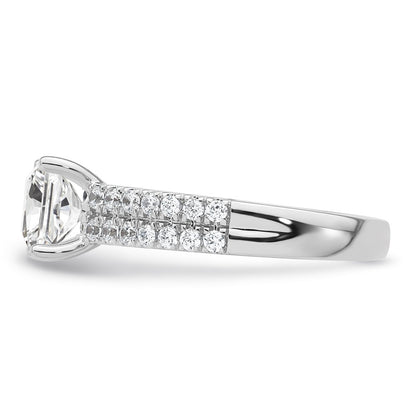 14K White Gold 2 carat Certified Lab Grown Diamond VS/SI+ G+ Princess Complete Engagement Ring