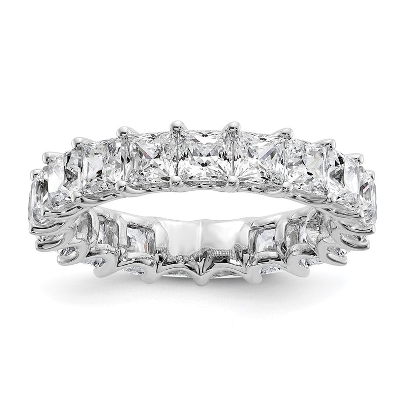 14K White Gold 5 Carat Lab Grown Diamond Vs/Si+ G+ Princess Complete Prong Set Size 4 Eternity Band