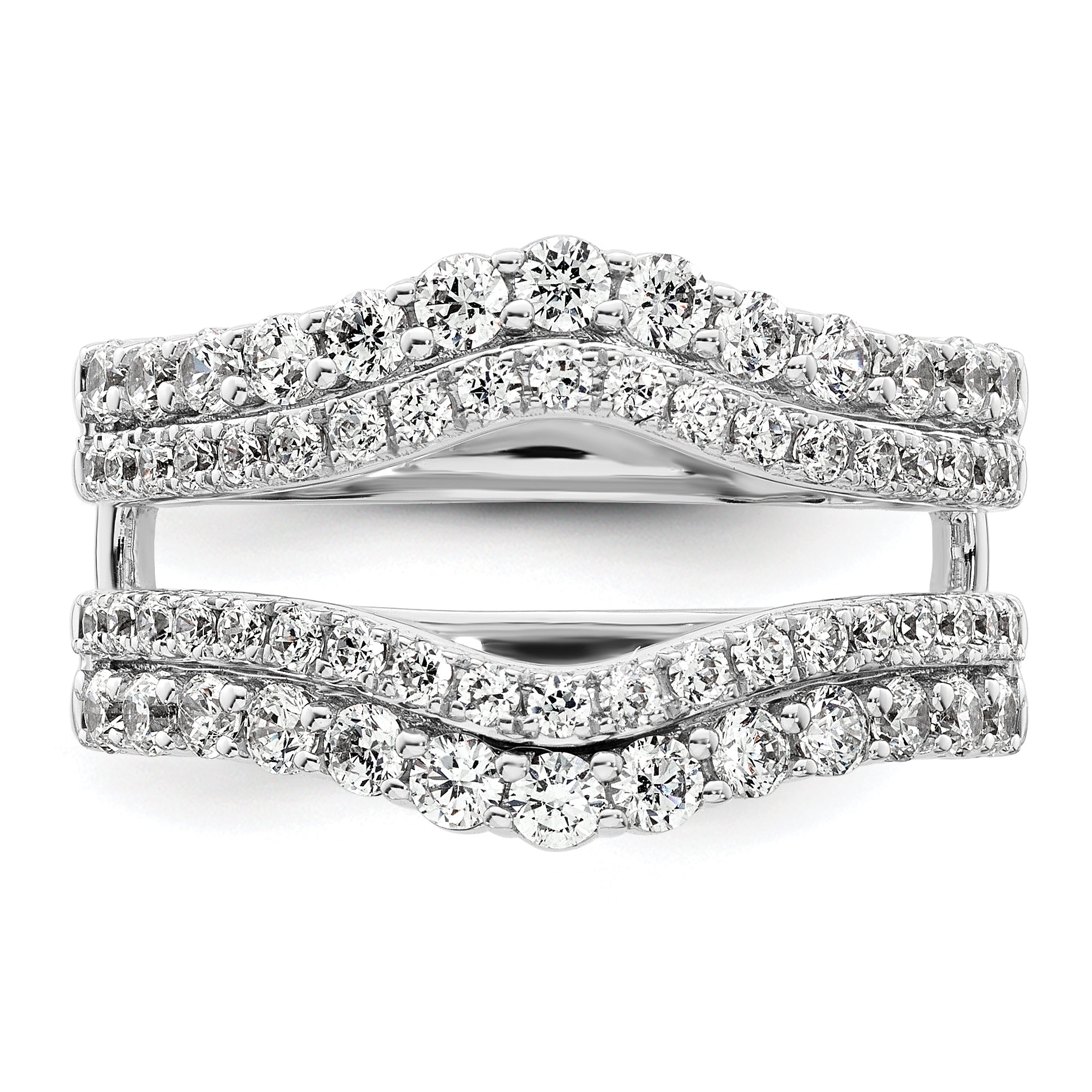 14k White Gold 1 1/4 Ct. Lab Grown Diamond VS/SI+ G+ Double Row Ring Guard
