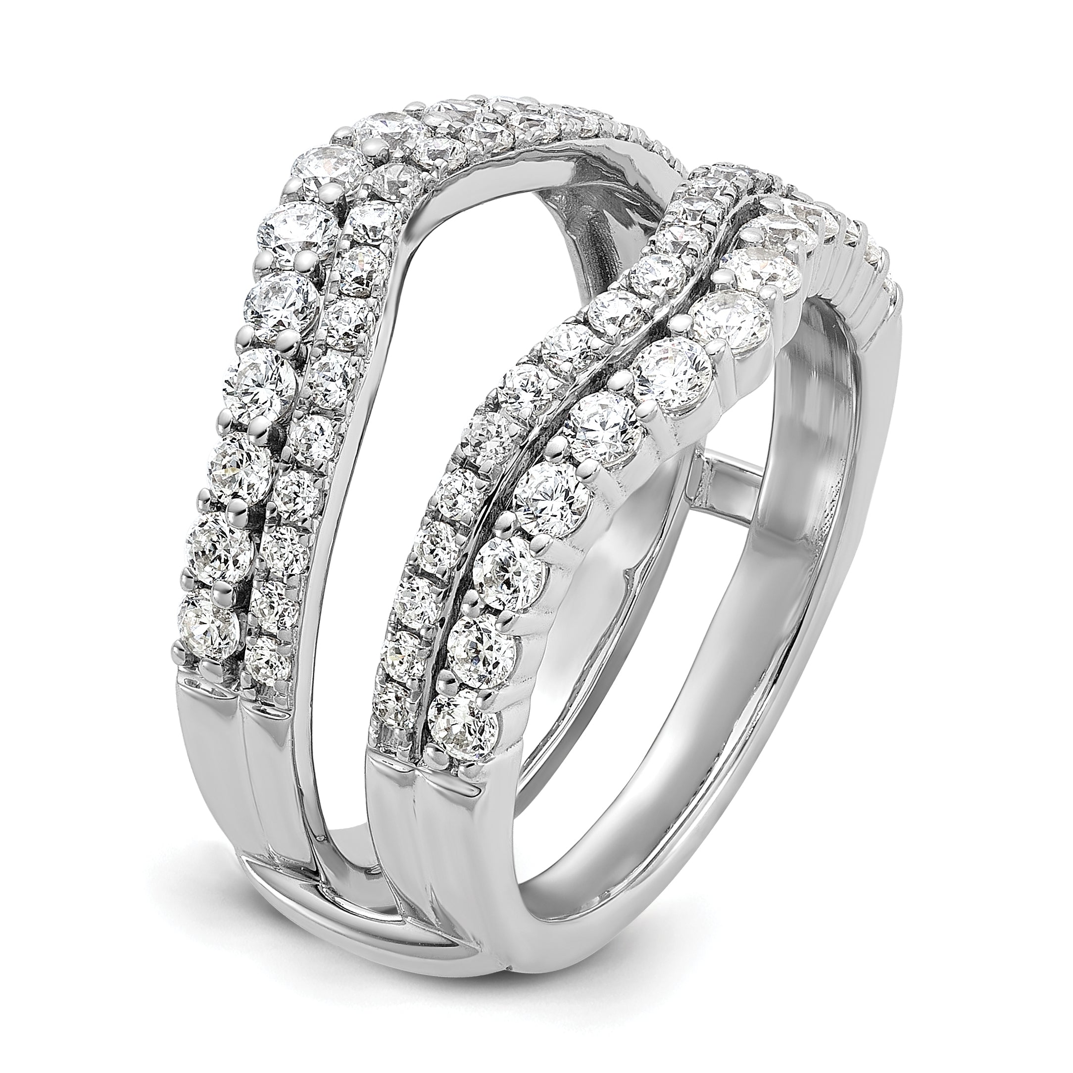 14k White Gold 1 1/4 Ct. Lab Grown Diamond VS/SI+ G+ Double Row Ring Guard