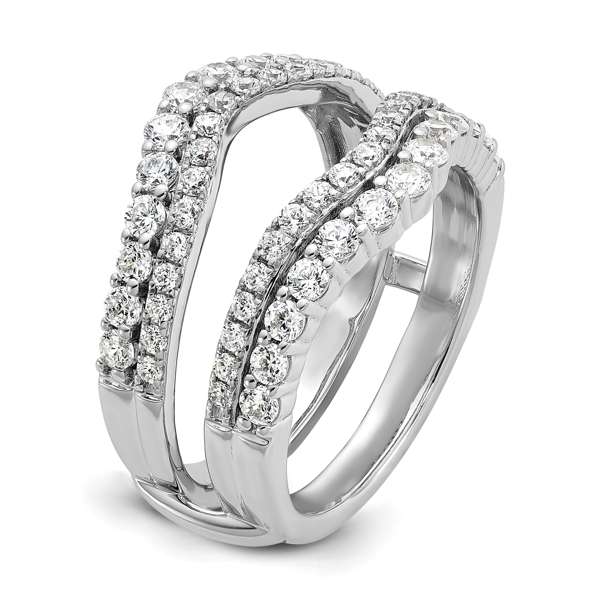 14k White Gold 1 1/4 Ct. Lab Grown Diamond VS/SI+ G+ Double Row Ring Guard
