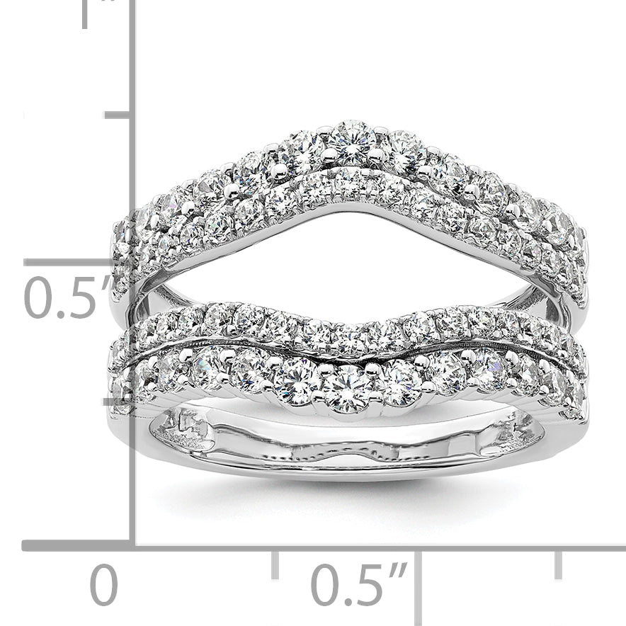14k White Gold 1 1/4 Ct. Lab Grown Diamond VS/SI+ G+ Double Row Ring Guard