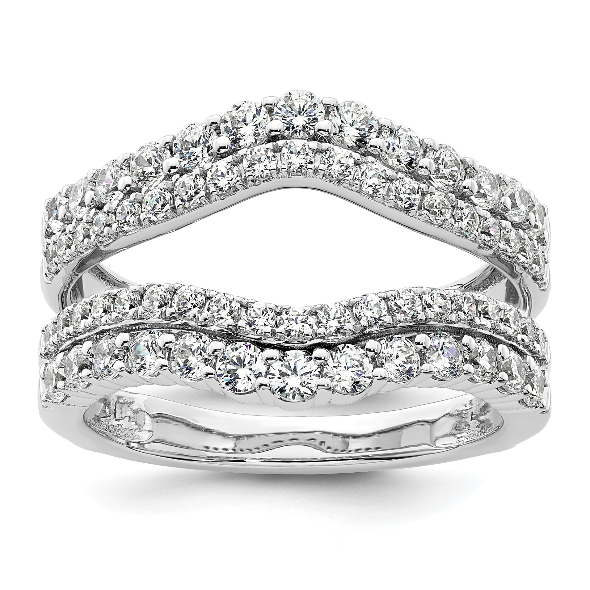 14k White Gold 1 1/4 Ct. Lab Grown Diamond VS/SI+ G+ Double Row Ring Guard