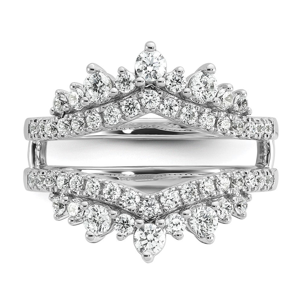 14k White Gold 1 Ct. Lab Grown Diamond VS/SI+ G+ Double Row Ring Guard
