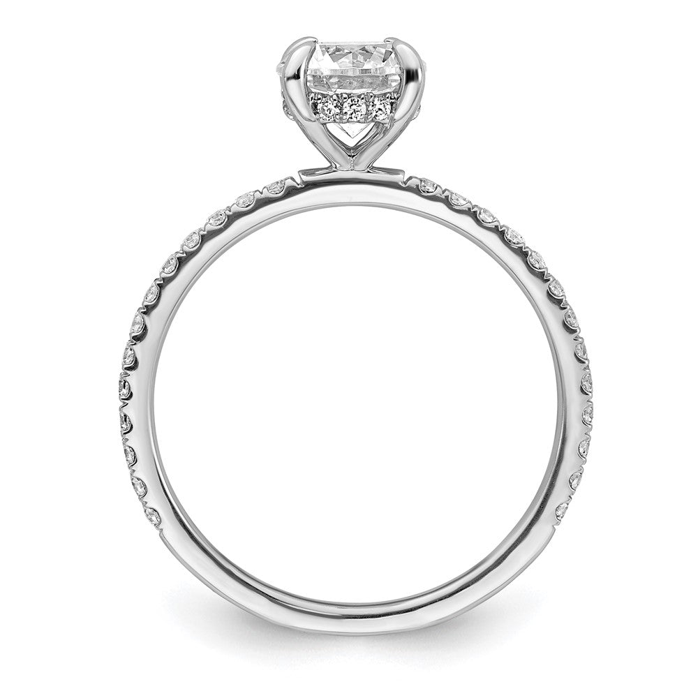 14k White Gold 1/3 Ct. Lab Grown Diamond VS/SI+ G+ 1 Ct. center Flair Round Semi Mount Engagement Ring
