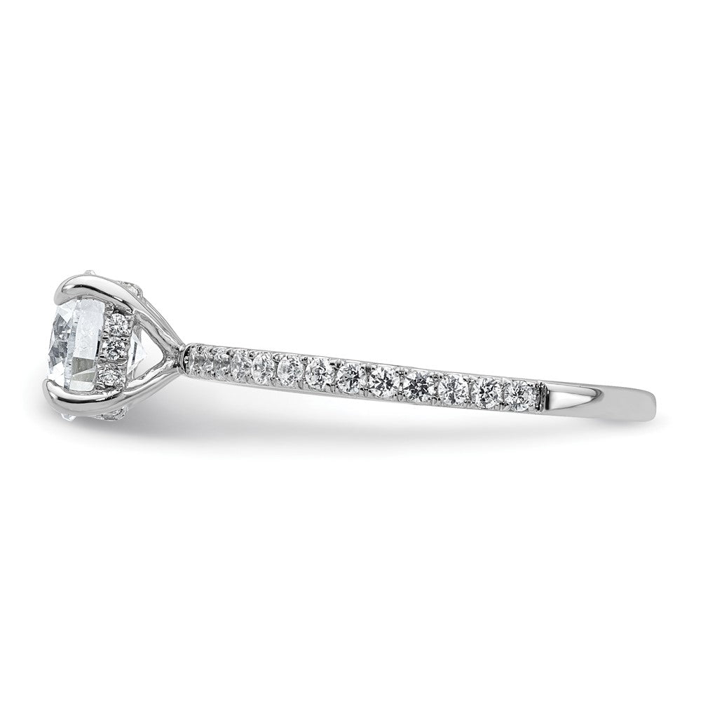 14k White Gold 1/3 Ct. Lab Grown Diamond VS/SI+ G+ 1 Ct. center Flair Round Semi Mount Engagement Ring