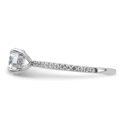 14k White Gold 1/3 Ct. Lab Grown Diamond VS/SI+ G+ 1 Ct. center Flair Round Semi Mount Engagement Ring