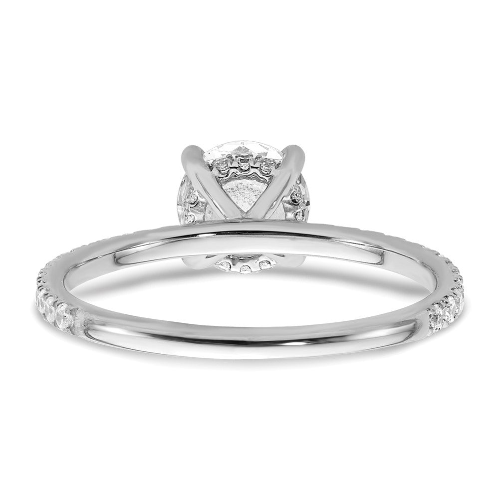 14k White Gold 1/3 Ct. Lab Grown Diamond VS/SI+ G+ 1 Ct. center Flair Round Semi Mount Engagement Ring