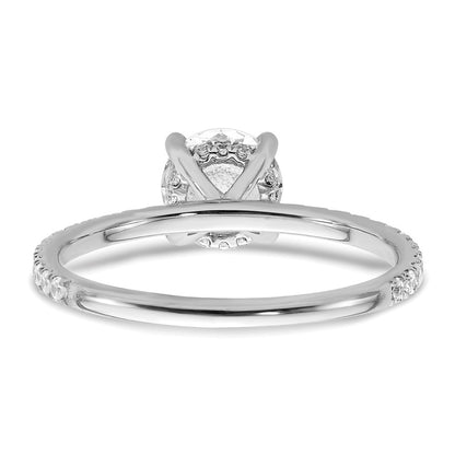 14k White Gold 1/3 Ct. Lab Grown Diamond VS/SI+ G+ 1 Ct. center Flair Round Semi Mount Engagement Ring