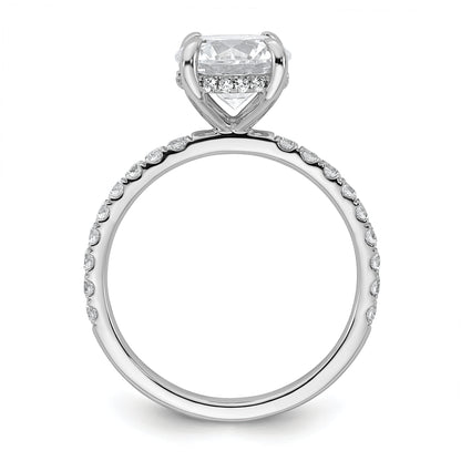 14k White Gold 3/8 Ct. Lab Grown Diamond VS/SI+ G+ 2 Ct. center Flair Round Engagement Ring