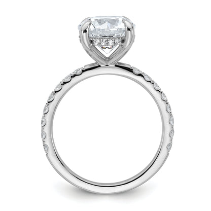 14K White Gold 3 1/2 Carat Lab Grown Diamond Vs/Si+ G+ Complete Flair Round Engagement Ring (Size 7 Only)