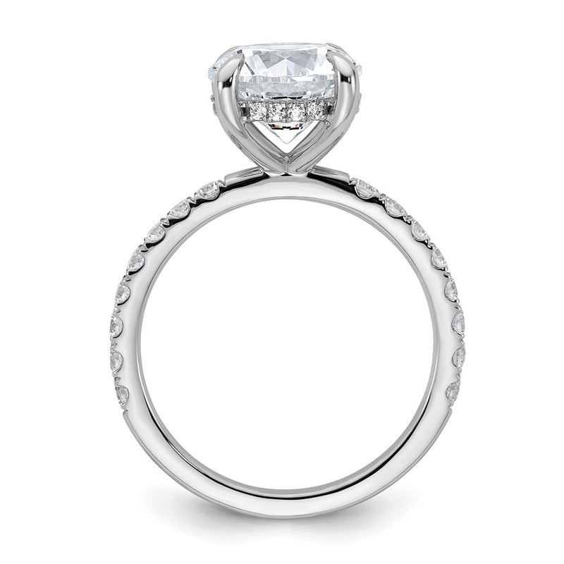 14K White Gold 3 1/2 Carat Lab Grown Diamond Vs/Si+ G+ Complete Flair Round Engagement Ring (Size 7 Only)