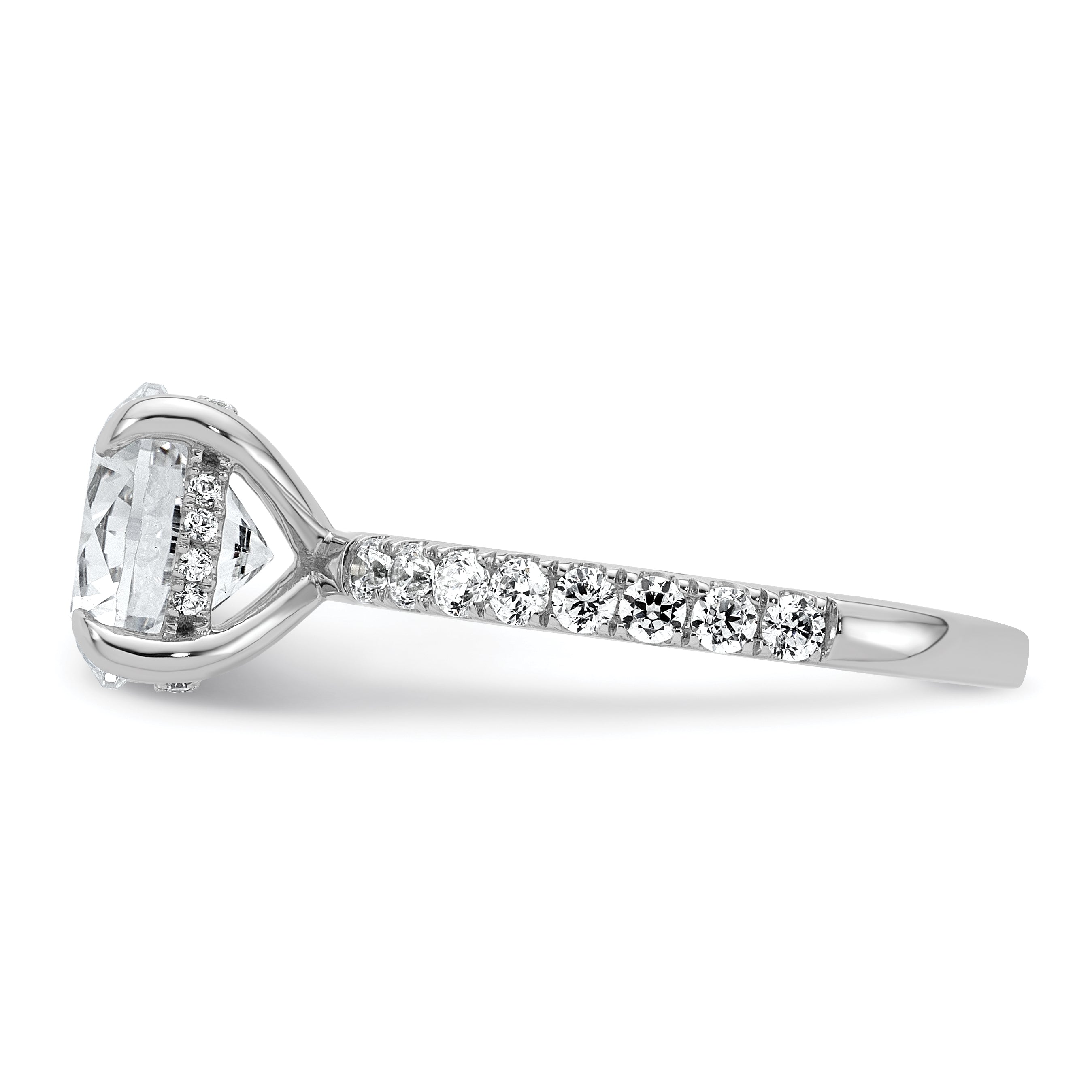 14K White Gold 3 1/2 Carat Lab Grown Diamond Vs/Si+ G+ Complete Flair Round Engagement Ring (Size 7 Only)
