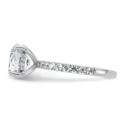 14K White Gold 3 1/2 Carat Lab Grown Diamond Vs/Si+ G+ Complete Flair Round Engagement Ring (Size 7 Only)