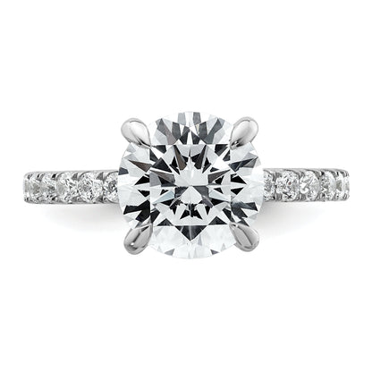 14K White Gold 3 1/2 Carat Lab Grown Diamond Vs/Si+ G+ Complete Flair Round Engagement Ring (Size 7 Only)