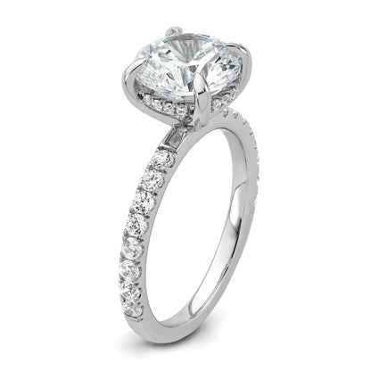 14K White Gold 3 1/2 Carat Lab Grown Diamond Vs/Si+ G+ Complete Flair Round Engagement Ring (Size 7 Only)