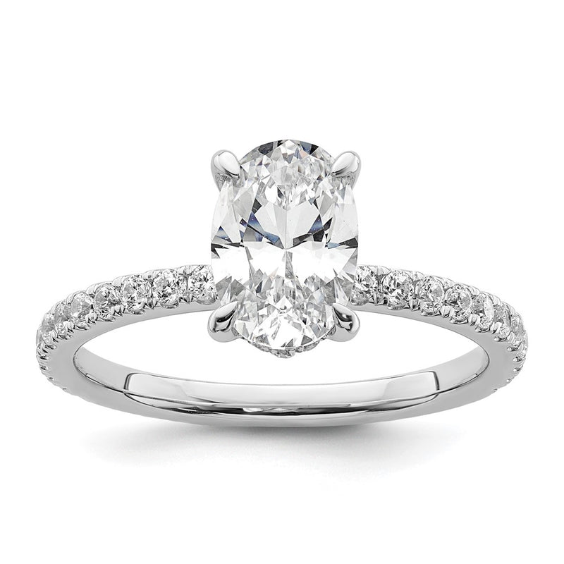14k White Gold 3/8 Ct. Lab Grown Diamond VS/SI+ G+ 1 1/2 Ct. center Flair Oval Engagement Ring