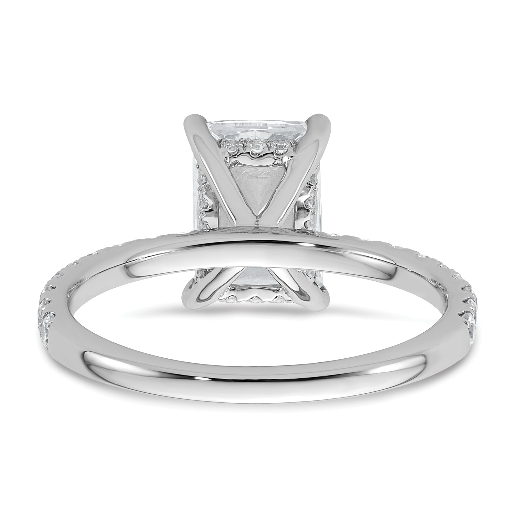 14K White Gold Lab Grown Diamond VS/SI FGH Flair Radiant Semi Engagement Ring
