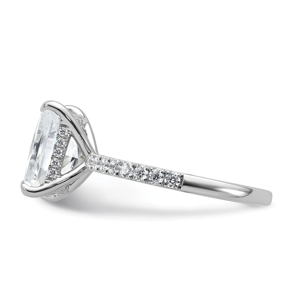 14k White Gold 1/10 Ct. Lab Grown Diamond VS/SI+ G+ 3 Ct. center Flair Round Semi Mount Engagement Ring