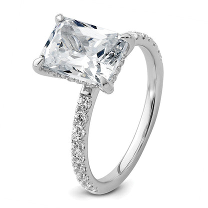 14k White Gold 1/10 Ct. Lab Grown Diamond VS/SI+ G+ 3 Ct. center Flair Round Semi Mount Engagement Ring