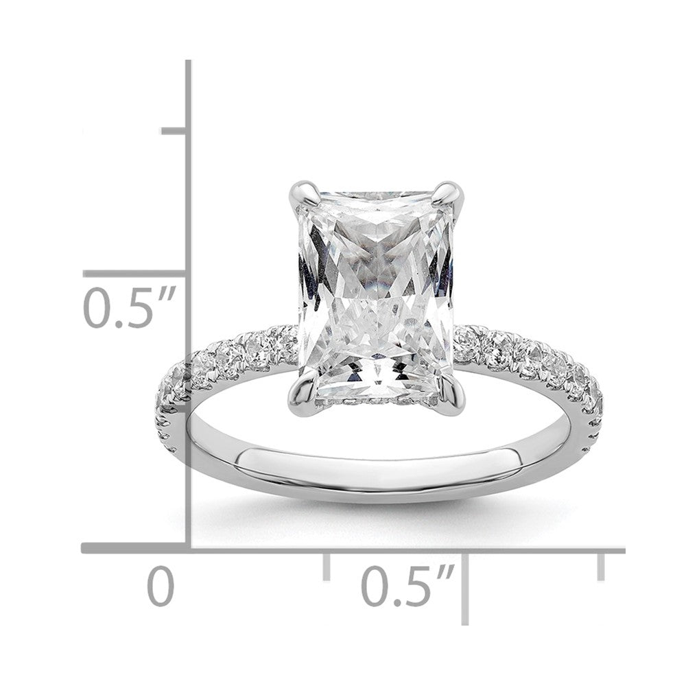 14K White Gold Lab Grown Diamond VS/SI FGH Flair Radiant Comp Engagement Ring