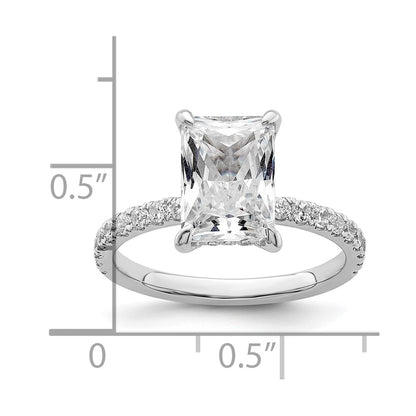 14K White Gold Lab Grown Diamond VS/SI FGH Flair Radiant Comp Engagement Ring