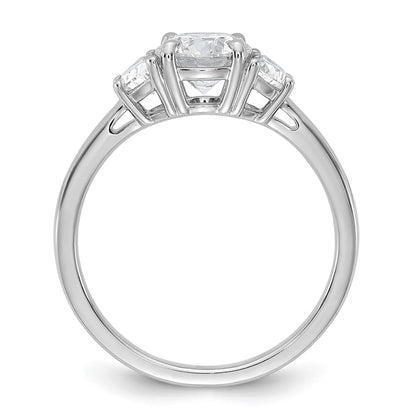 14K White Gold 1 3/8 carat Certified Lab Grown Diamond VS/SI+ G+ Round Complete Three Stone Engagement Ring