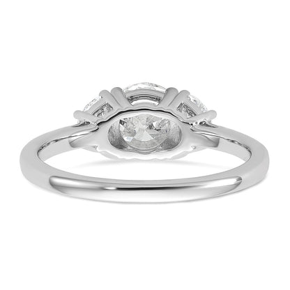 14K White Gold 3/8 carat Lab Grown Diamond VS/SI+ G+ 1 carat Center Round Semi Mount Three Stone Engagement Ring