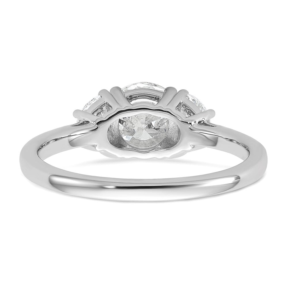 14K White Gold 3/8 carat Lab Grown Diamond VS+ F+ 1 carat Center Round Semi Mount Three Stone Engagement Ring