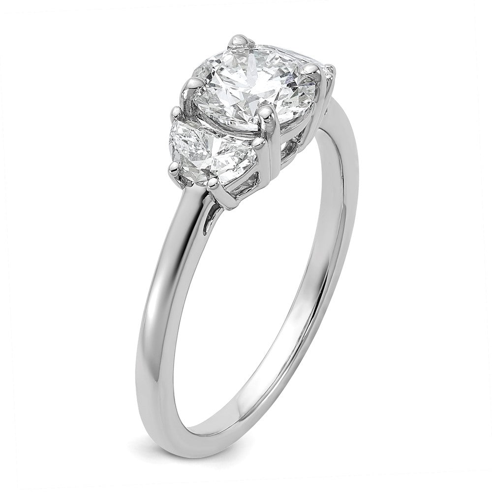 14K White Gold 1 3/8 carat Certified Lab Grown Diamond VS/SI+ G+ Round Complete Three Stone Engagement Ring